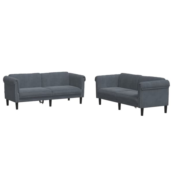 vidaXL sofasæt 2 dele velour mørkegrå