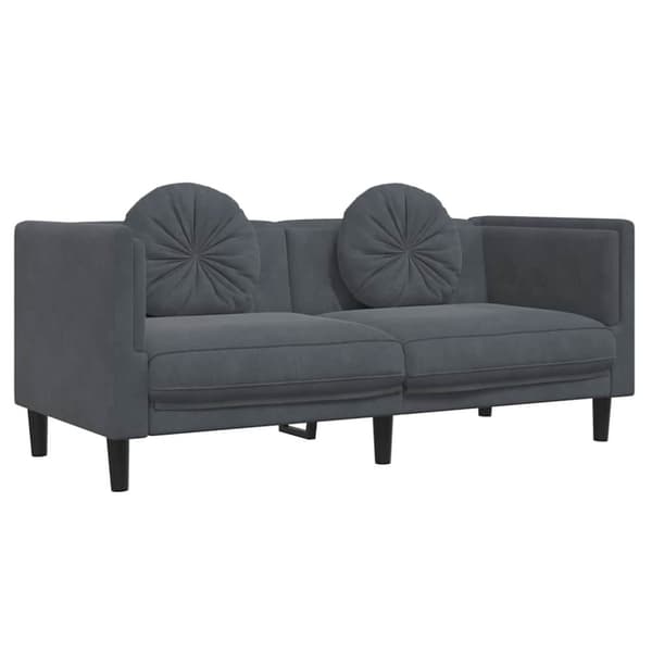 vidaXL Soffa med kuddar 2-sits mörkgrå sammet