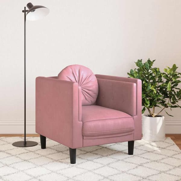 vidaXL Fåtölj med dyna rosa sammet