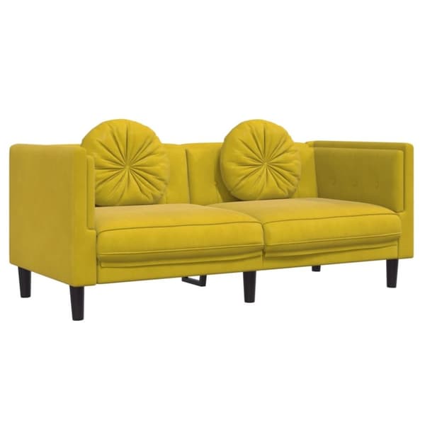 vidaXL sofasæt 3 dele med puder velour gul