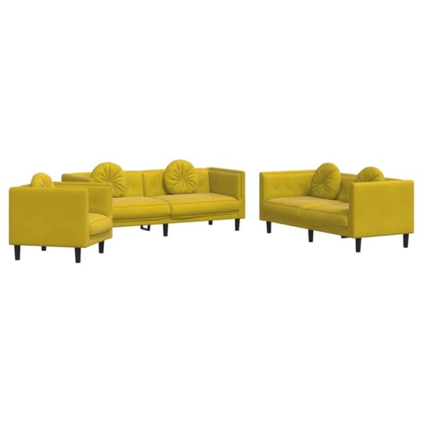 vidaXL sofasæt 3 dele med puder velour gul