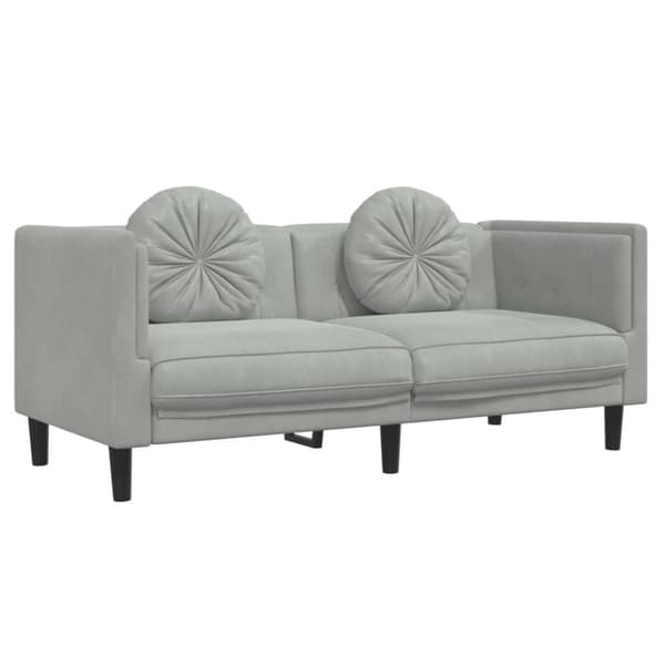vidaXL sofasæt 3 dele med puder velour lysegrå