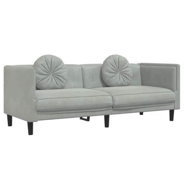 vidaXL sofasæt 3 dele med puder velour lysegrå
