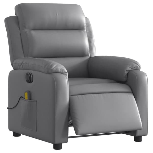 vidaXL Elektrisk massagefåtölj grå konstläder