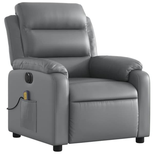 vidaXL Elektrisk massagefåtölj grå konstläder