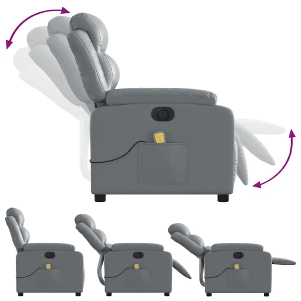 vidaXL Elektrisk massagefåtölj grå konstläder