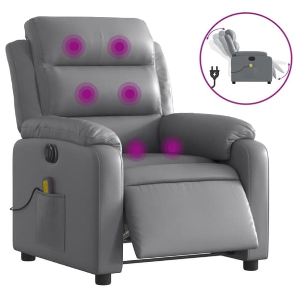 vidaXL Elektrisk massagefåtölj grå konstläder