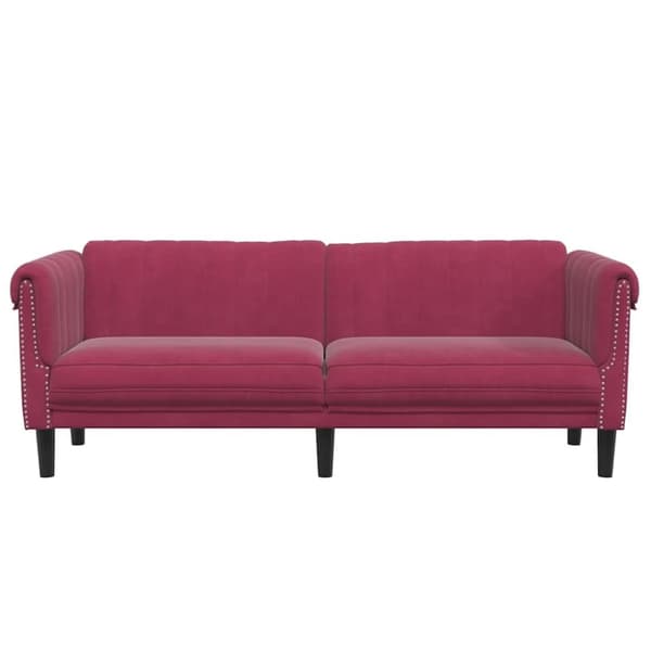 vidaXL Soffa 3-sits vinröd sammet
