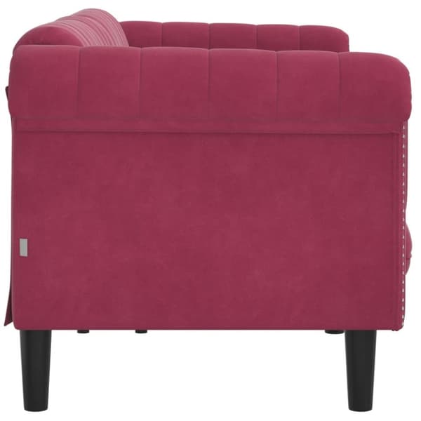 vidaXL Soffa 3-sits vinröd sammet