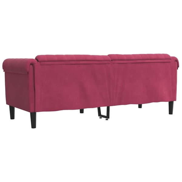 vidaXL Soffa 3-sits vinröd sammet