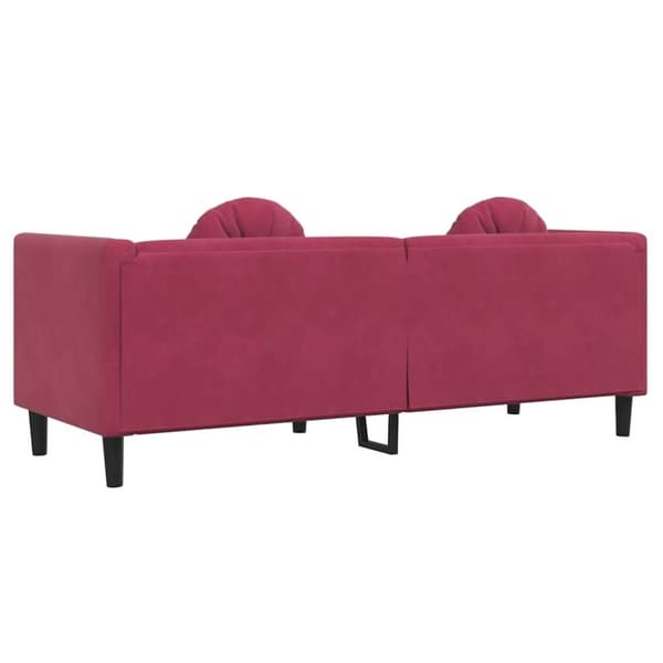 vidaXL Soffa med kuddar 3-sits vinröd sammet