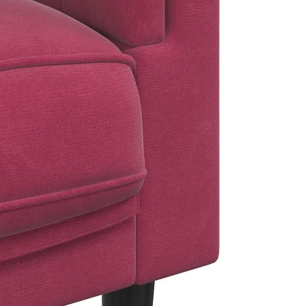 vidaXL Soffa med kuddar 3-sits vinröd sammet