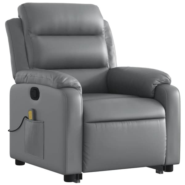 vidaXL Massagefåtölj med uppresningshjälp Grå konstläder