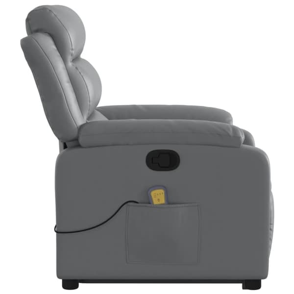 vidaXL Massagefåtölj med uppresningshjälp Grå konstläder