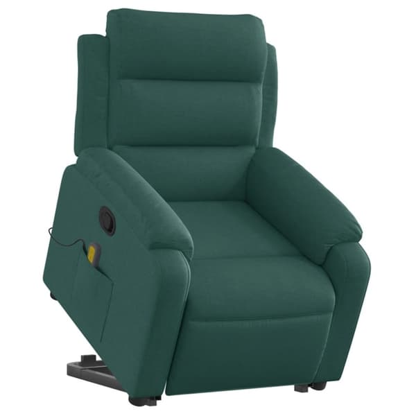 vidaXL Massagefåtölj med uppresningshjälp mörkgrön tyg