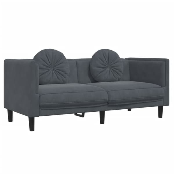 vidaXL sofasæt 2 dele med puder velour mørkegrå
