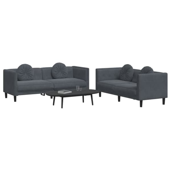 vidaXL sofasæt 2 dele med puder velour mørkegrå
