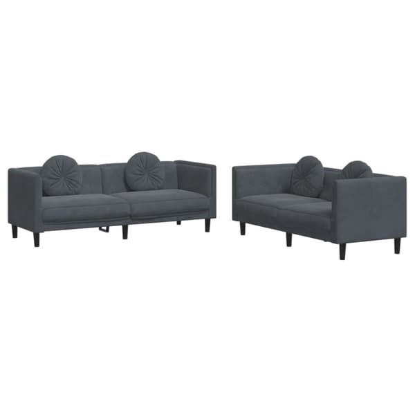 vidaXL sofasæt 2 dele med puder velour mørkegrå