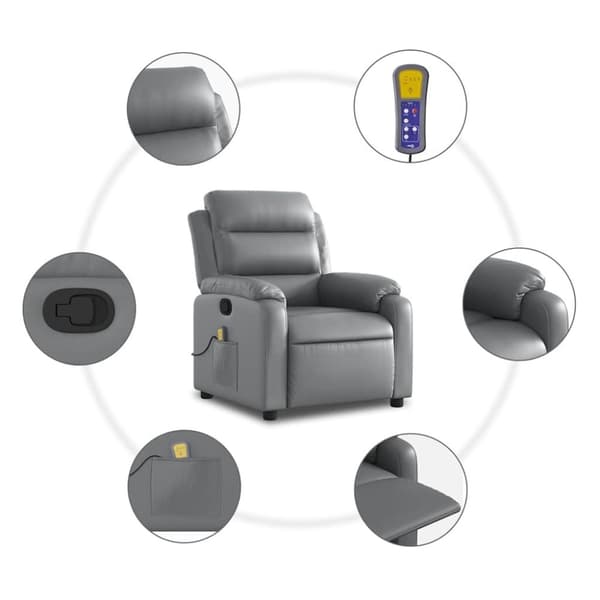 vidaXL Massagefåtölj grå konstläder