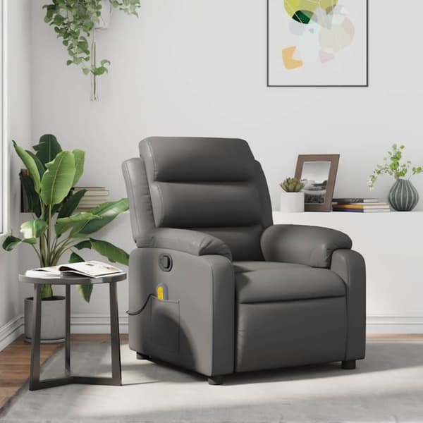 vidaXL Massagefåtölj grå konstläder