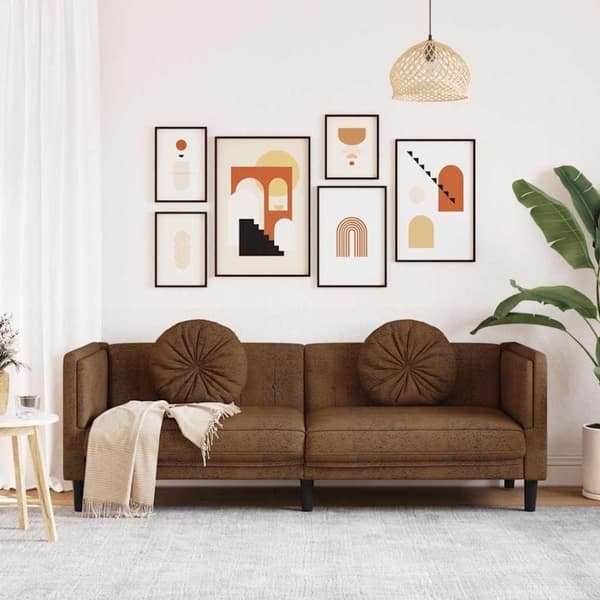 vidaXL 3-personers sofa med hynder velour brun