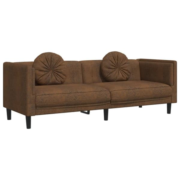 vidaXL 3-personers sofa med hynder velour brun