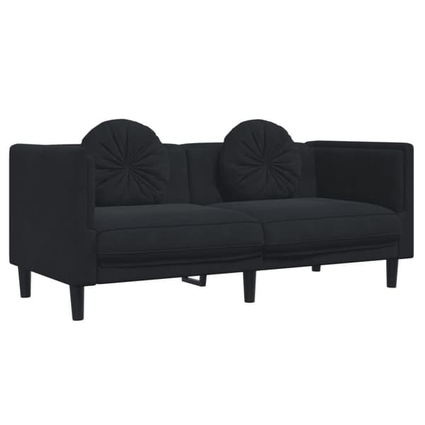 vidaXL sofasæt 3 dele med puder velour sort