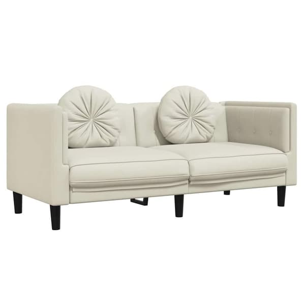 vidaXL 2-personers sofa med hynder velour cremefarvet