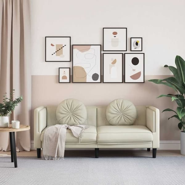 vidaXL 2-personers sofa med hynder velour cremefarvet