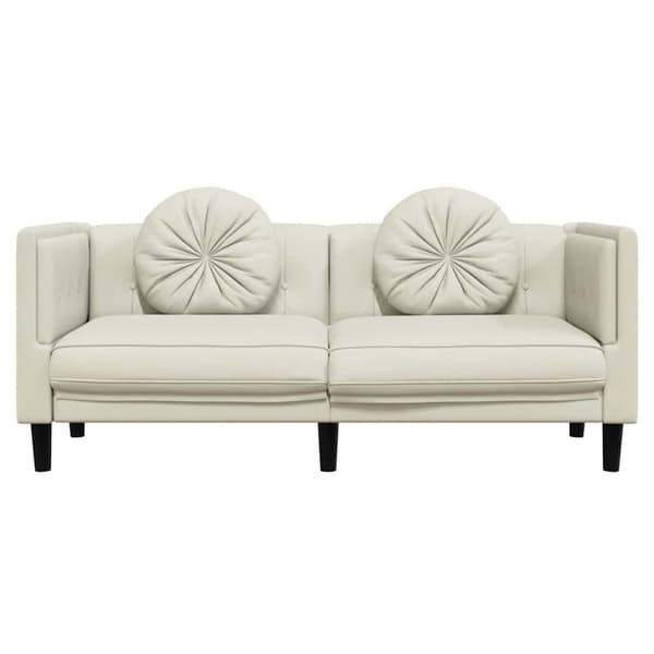 vidaXL 2-personers sofa med hynder velour cremefarvet