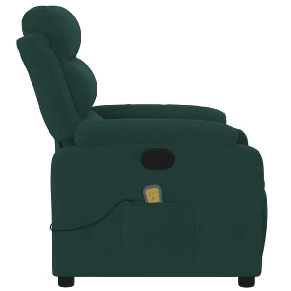 vidaXL Massagefåtölj mörkgrön sammet