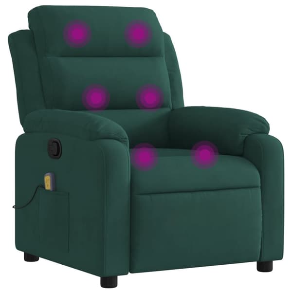 vidaXL Massagefåtölj mörkgrön sammet