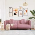 Miniatyrbillede 4 af 11: vidaXL 3-personers sofa med hynder velour lyserød