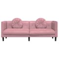 Miniatyrbillede 5 af 11: vidaXL 3-personers sofa med hynder velour lyserød