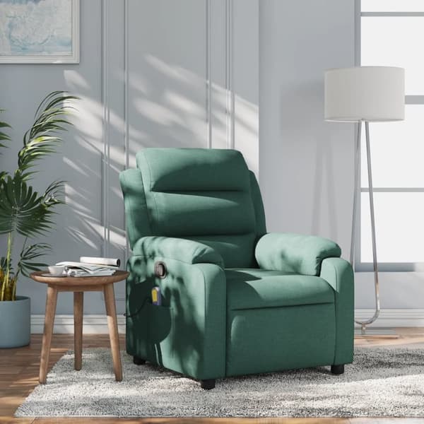 vidaXL Massagefåtölj mörkgrön tyg
