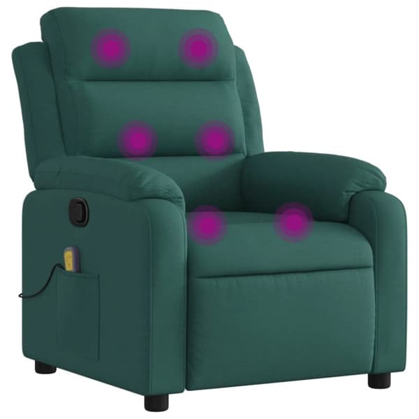 vidaXL Massagefåtölj mörkgrön tyg