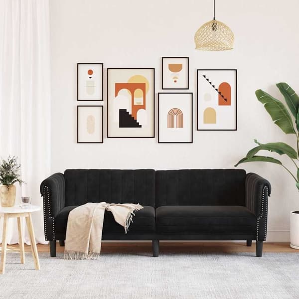 vidaXL 3-personers sofa velour sort