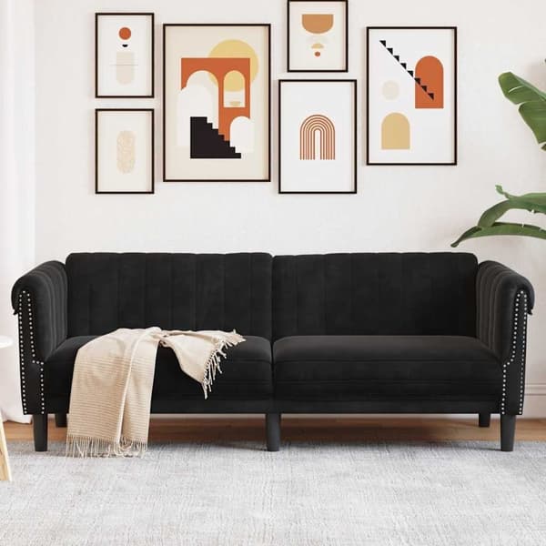vidaXL 3-personers sofa velour sort