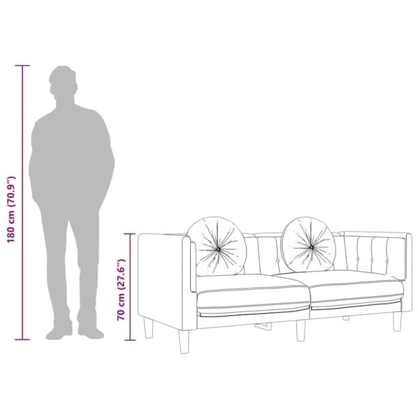 vidaXL Soffa med kuddar 3-sits gräddvit sammet
