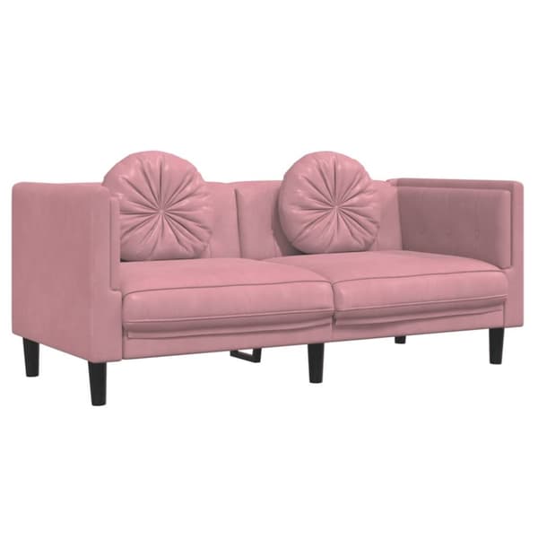 vidaXL Soffgrupp med kuddar 2 delar rosa sammet