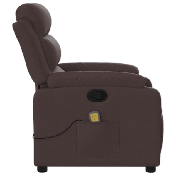 vidaXL Massagefåtölj mörkbrun tyg