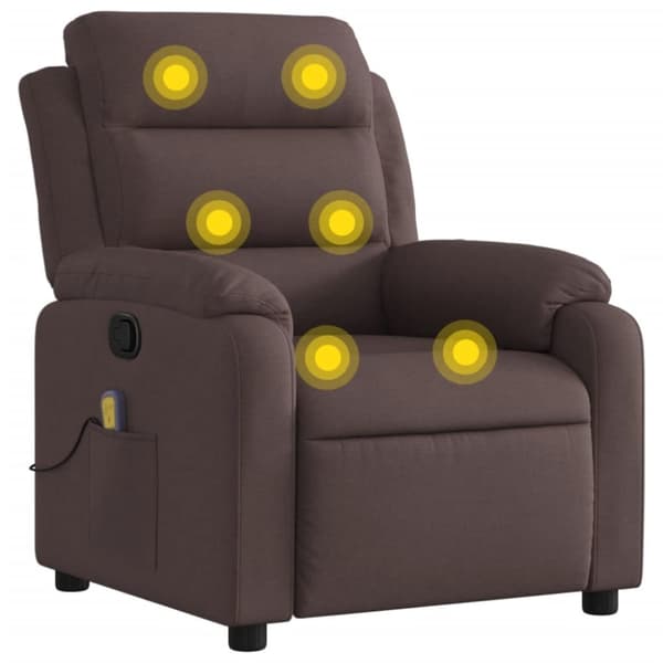 vidaXL Massagefåtölj mörkbrun tyg
