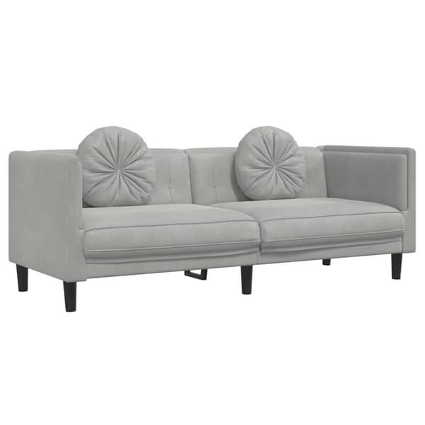 vidaXL Soffa med kuddar 3-sits ljusgrå sammet