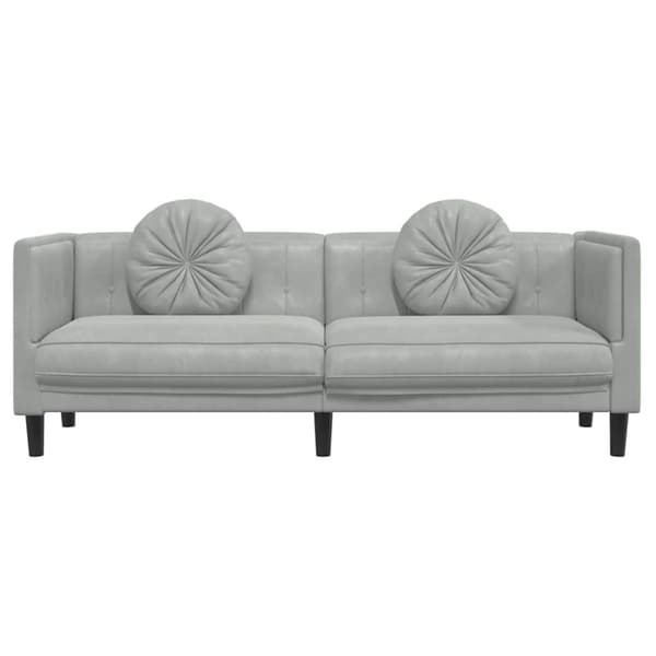 vidaXL Soffa med kuddar 3-sits ljusgrå sammet