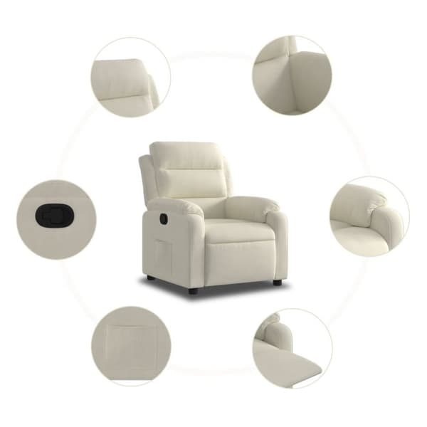 vidaXL Reclinerfåtölj gräddvit sammet
