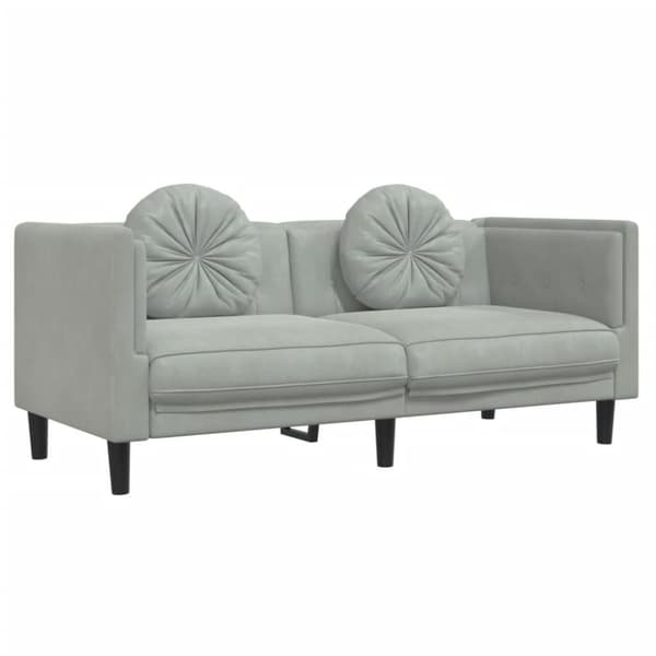 vidaXL sofasæt 2 dele med puder velour lysegrå