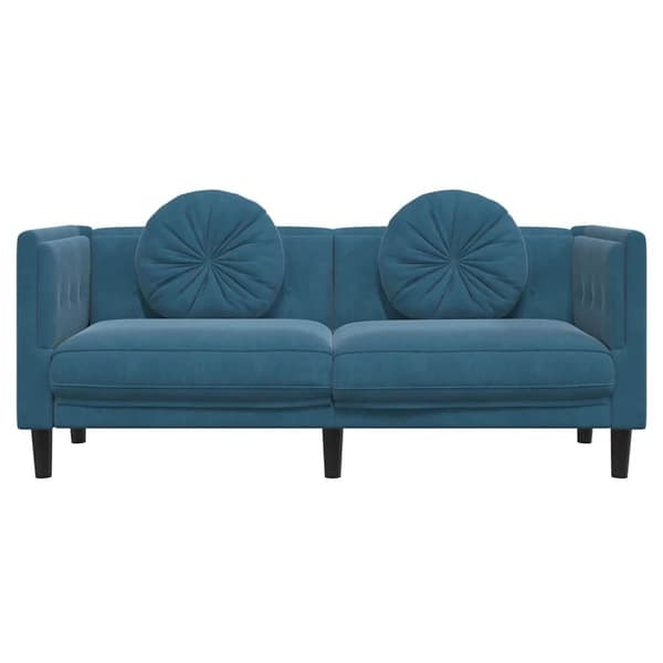 vidaXL 2-personers sofa med hynder velour blå