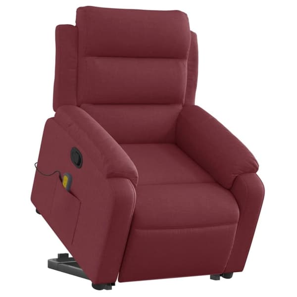 vidaXL Massagefåtölj med uppresningshjälp vinröd tyg