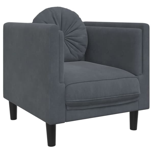 vidaXL sofasæt 3 dele med puder velour mørkegrå