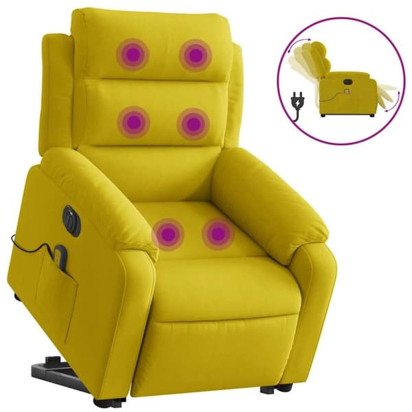vidaXL løftestol med massagefunktion velour gul